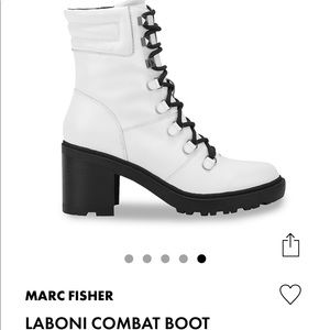 Marc Fisher Labonie white leather platform combat boot. Size 9